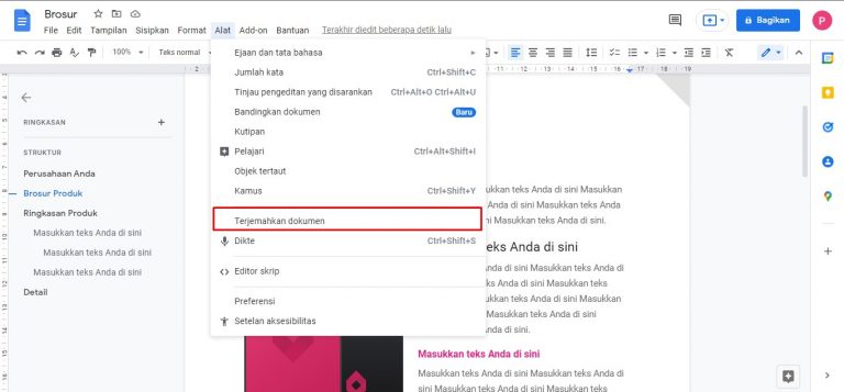 Cara Translate Google Docs (Dokumen)