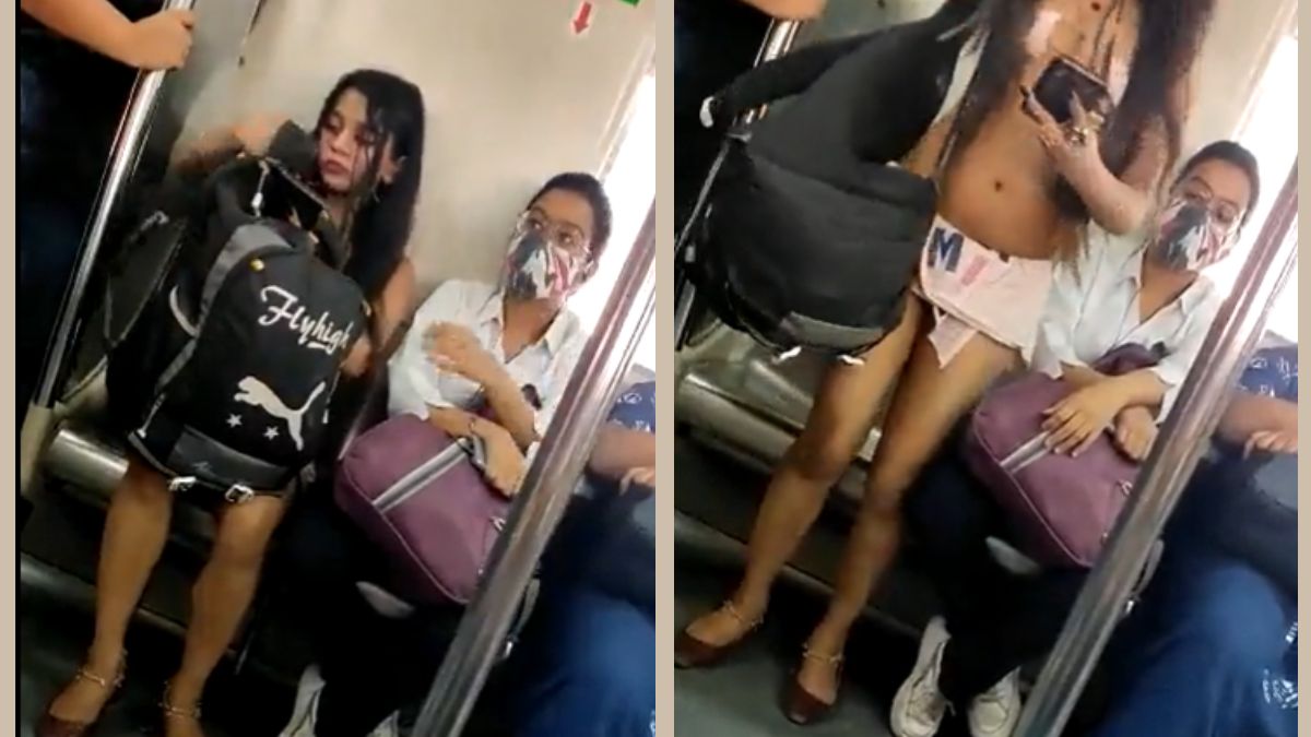 Latest Urfi Javed Delhi Metro Viral Video Girl Dress In Bikini